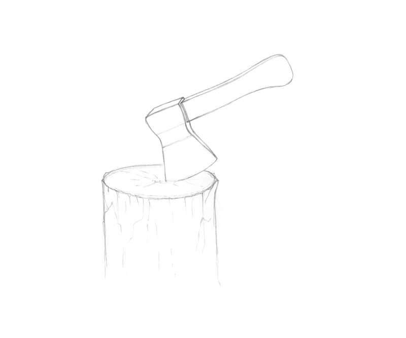 铅笔素描的斧头