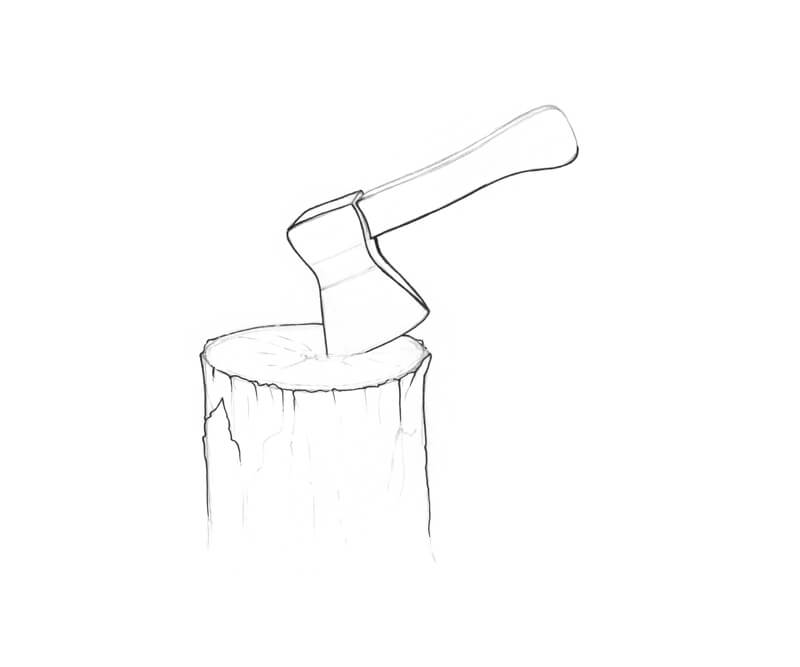 概述了等值线的斧头