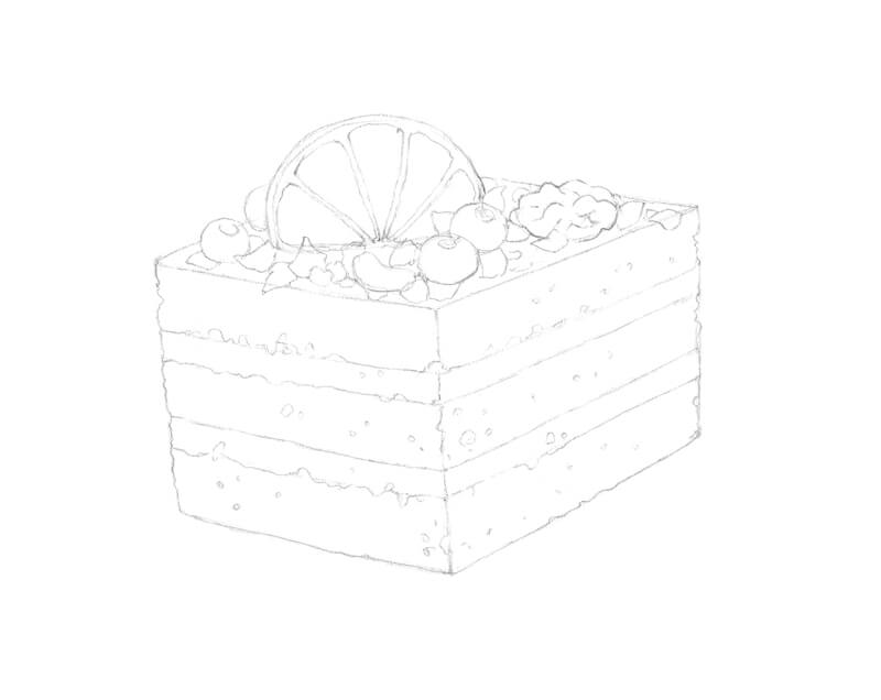 精炼的素描蛋糕
