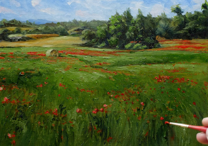用油彩画草