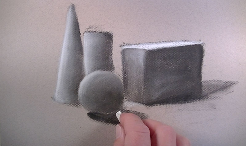 用压缩白木炭作画