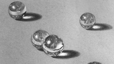 大理石与石墨和白色木炭