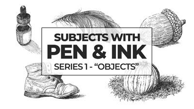 用钢笔和墨水画各种各样的物体