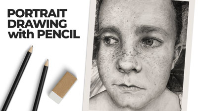 写实肖像素描与铅笔