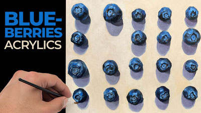 蓝莓丙烯画