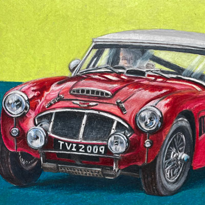 老式汽车有彩色铅笔