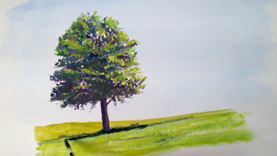 如何用水粉画一棵树