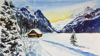 如何用水粉画雪景