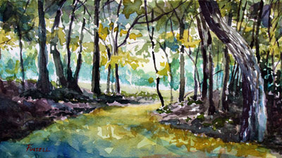 水彩画林地景观1